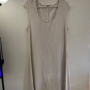 Old Navy Cream Maxi A Dress flairs out cotton blend minimalist western XL